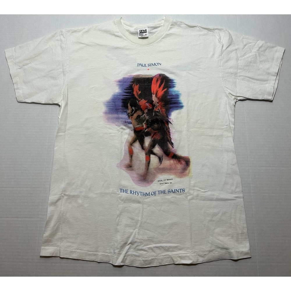 Vintage 90s Paul Simon Rhythm of the Saints shirt Anvil Made In USA Band Tee XL